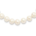 Sterling Silver Rhodium-plated 9-10mm White Near-Round Freshwater Cultured Pearl Necklace