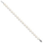 Sterling Silver Rhodium-plated 9-10mm White Near-Round Freshwater Cultured Pearl 7.25 inch Bracelet