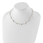 Sterling Silver Rhodium-plated 6-7mm White Near-Round Freshwater Cultured Pearl 18-Station 18 inch Necklace
