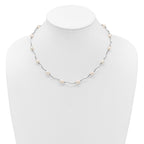 Sterling Silver Rhodium-plated 6-7mm White Rice Freshwater Cultured Pearl 16-Station 18 inch Necklace