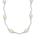 Sterling Silver Rhodium-plated 6-7mm White Rice Freshwater Cultured Pearl 16-Station 18 inch Necklace