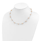 Sterling Silver Rhodium-plated 6-7mm Pink Near-Round Freshwater Cultured Pearl 18-Station 18 inch Necklace