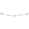 Sterling Silver Rhodium-plated 7-8mm White Teardrop Freshwater Cultured Pearl and Hearts 17 inch with 2 inch Extension Necklace