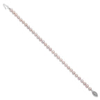 Sterling Silver Rhodium-plated 5-6mm Purple Near-Round Freshwater Cultured Pearl 7.25 inch Bracelet