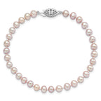 Sterling Silver Rhodium-plated 5-6mm Purple Near-Round Freshwater Cultured Pearl 7.25 inch Bracelet