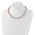 Sterling Silver Rhodium-plated 7-8mm Purple Near-Round Freshwater Cultured Pearl Necklace
