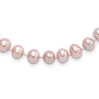 Sterling Silver Rhodium-plated 7-8mm Purple Near-Round Freshwater Cultured Pearl Necklace