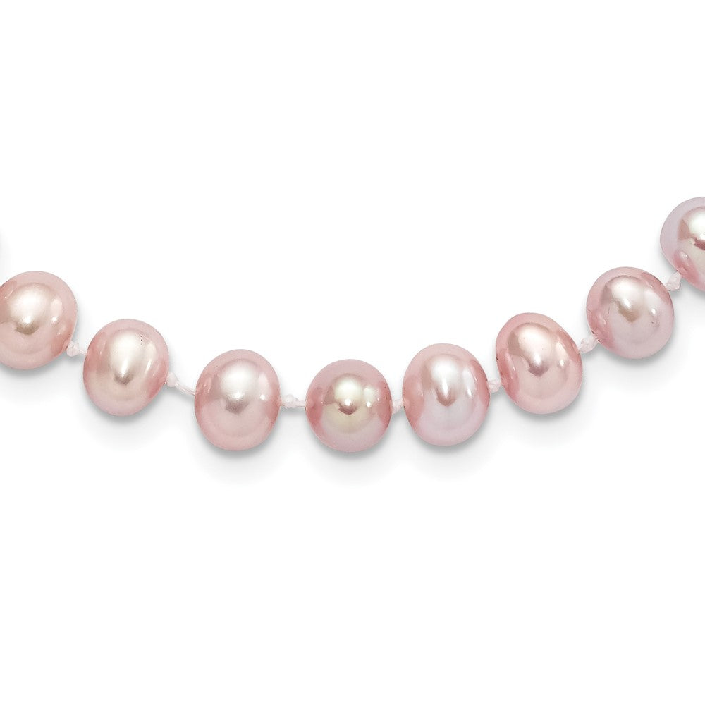 Sterling Silver Rhodium-plated 7-8mm Purple Near-Round Freshwater Cultured Pearl Necklace