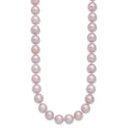 Sterling Silver Rhodium-plated 9-10mm Purple Near-Round Freshwater Cultured Pearl Necklace