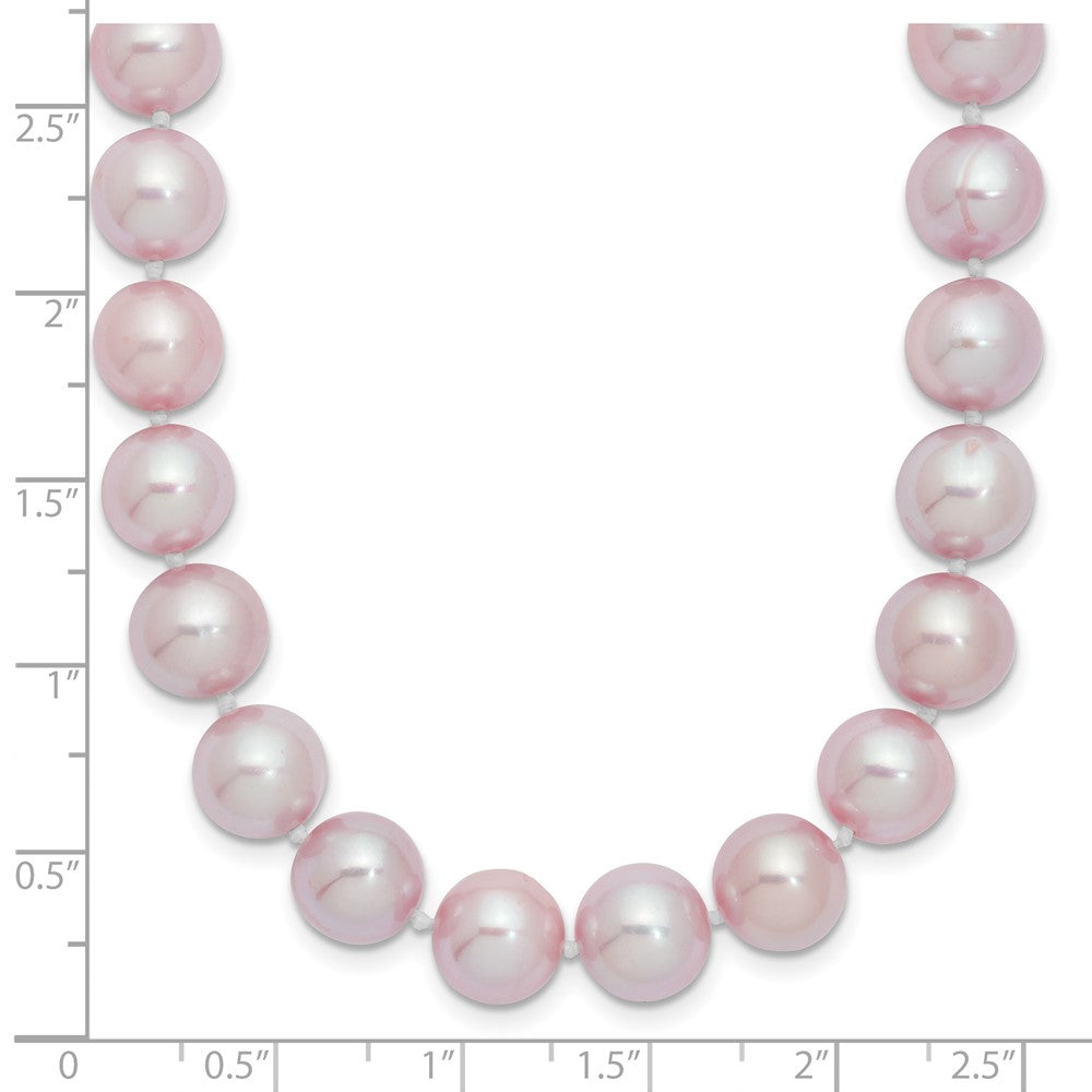 Sterling Silver Rhodium-plated 9-10mm Purple Near-Round Freshwater Cultured Pearl Necklace