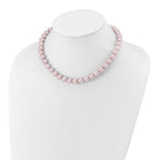 Sterling Silver Rhodium-plated 9-10mm Purple Near-Round Freshwater Cultured Pearl Necklace