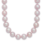 Sterling Silver Rhodium-plated 9-10mm Purple Near-Round Freshwater Cultured Pearl Necklace