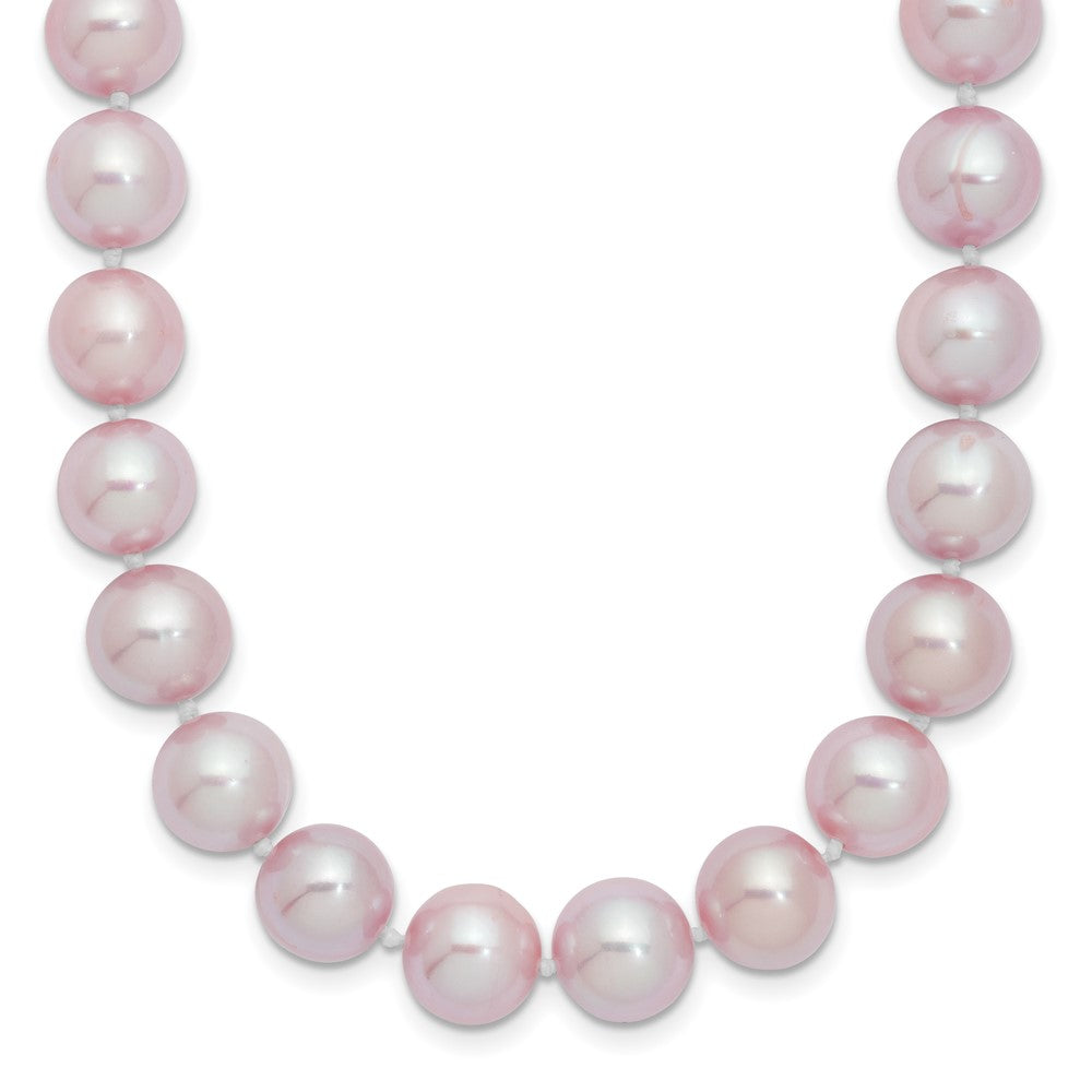 Sterling Silver Rhodium-plated 9-10mm Purple Near-Round Freshwater Cultured Pearl Necklace