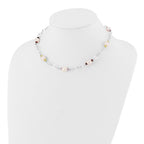 Sterling Silver 8-9mm Purple Freshwater Cultured Pearl & Multicolor Stone w/2in ext. Necklace