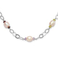 Sterling Silver 8-9mm Purple Freshwater Cultured Pearl & Multicolor Stone w/2in ext. Necklace