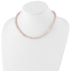 Sterling Silver Rhodium-plated 6-7mm Purple Near-Round Freshwater Cultured Pearl Necklace