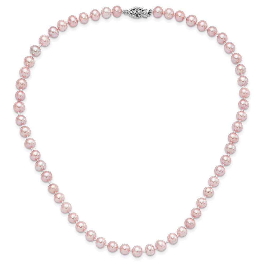 Sterling Silver Rhodium-plated 6-7mm Purple Near-Round Freshwater Cultured Pearl Necklace