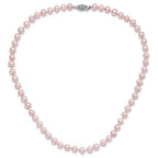 Sterling Silver Rhodium-plated 6-7mm Purple Near-Round Freshwater Cultured Pearl Necklace