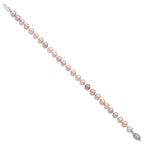 Sterling Silver Rhodium-plated 6-7mm Purple Near-Round Freshwater Cultured Pearl 7.25 inch Bracelet