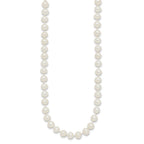 Sterling Silver Rhodium-plated 5-6mm White Near-Round Freshwater Cultured Pearl Necklace