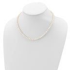 Sterling Silver Rhodium-plated 5-6mm White Near-Round Freshwater Cultured Pearl Necklace
