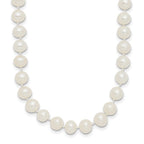 Sterling Silver Rhodium-plated 5-6mm White Near-Round Freshwater Cultured Pearl Necklace