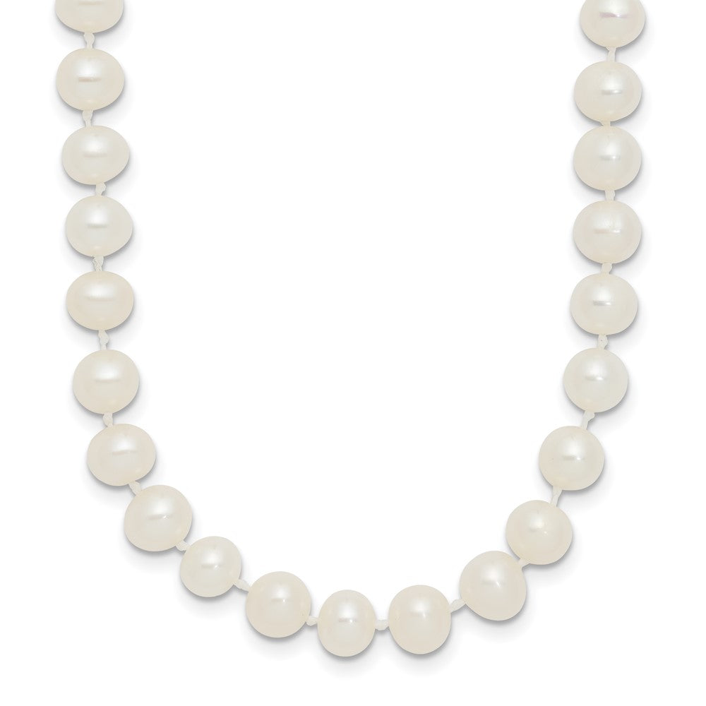 Sterling Silver Rhodium-plated 5-6mm White Near-Round Freshwater Cultured Pearl Necklace
