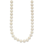 Sterling Silver Rhodium-plated 7-8mm White Near-Round Freshwater Cultured Pearl Necklace