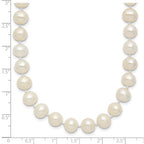 Sterling Silver Rhodium-plated 7-8mm White Near-Round Freshwater Cultured Pearl Necklace