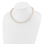 Sterling Silver Rhodium-plated 7-8mm White Near-Round Freshwater Cultured Pearl Necklace