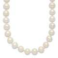 Sterling Silver Rhodium-plated 7-8mm White Near-Round Freshwater Cultured Pearl Necklace
