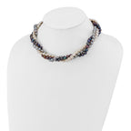 Sterling Silver Rhodium 5-6mm FWC Semi Round Pearl w/2in ext. Necklace