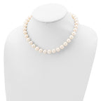 Sterling Silver Rhodium-plated 10-11mm White Near-Round Freshwater Cultured Pearl Necklace