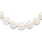 Sterling Silver Rhodium-plated 10-11mm White Near-Round Freshwater Cultured Pearl Necklace