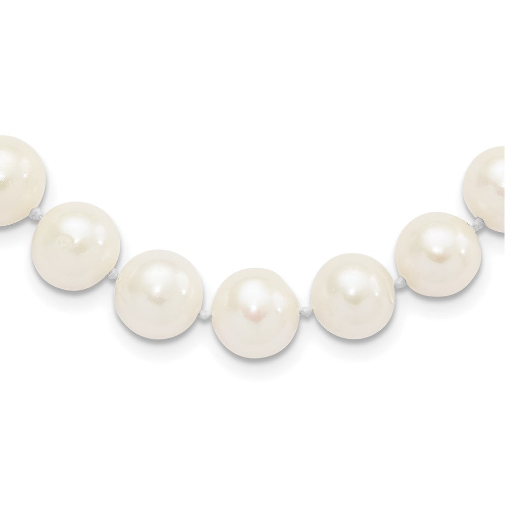 Sterling Silver Rhodium-plated 10-11mm White Near-Round Freshwater Cultured Pearl Necklace