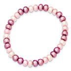 6-7mm White, Lavender and Pink Button Freshwater Cultured Pearl Stretch Bracelet