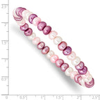 6-7mm White, Lavender and Pink Button Freshwater Cultured Pearl Stretch Bracelet