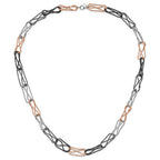 Sterling Silver Ruthenium & Black & Rose-tone Rhodium-plated Fancy Necklace