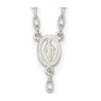 Sterling Silver Polished Rosary Tri-color Beads Necklace