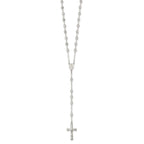 Sterling Silver Polished and Textured Bead Rosary 26 inch Necklace