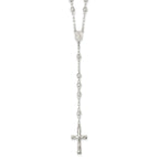 Sterling Silver Polished and Textured Bead Rosary 26 inch Necklace