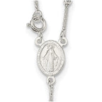 Sterling Silver Polished Bead Rosary 16 inch Necklace