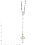 Sterling Silver Polished Bead Rosary 16 inch Necklace