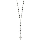 Sterling Silver Polished Black Onyx Rosary Necklace