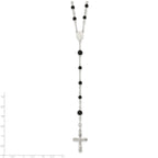 Sterling Silver Polished Black Onyx Rosary Necklace