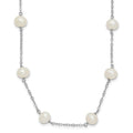 Sterling Silver Rhodium-plated 6-7mm White Near-Round Freshwater Cultured Pearl 12-Station Necklace
