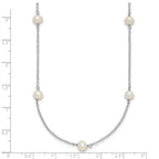 Sterling Silver Rhodium-plated 5-6mm White Near-Round Freshwater Cultured Pearl 8-Station Necklace