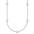 Sterling Silver Rhodium-plated 5-6mm White Near-Round Freshwater Cultured Pearl 8-Station Necklace