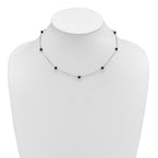 Sterling Silver Rhodium-plated 4-5mm Black Semi-Round Freshwater Cultured Pearl 8-Station Necklace