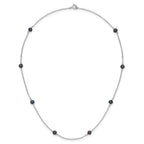 Sterling Silver Rhodium-plated 4-5mm Black Semi-Round Freshwater Cultured Pearl 8-Station Necklace